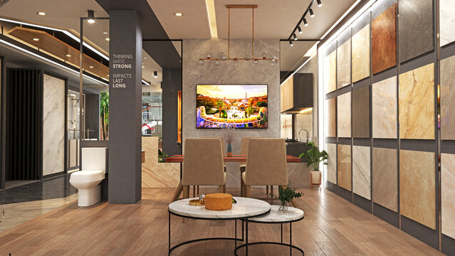 Tiles showroom design 3d and rendering