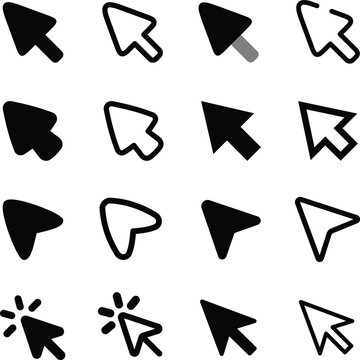 Set of computer mouse cursor icons, web interface pointers collection
