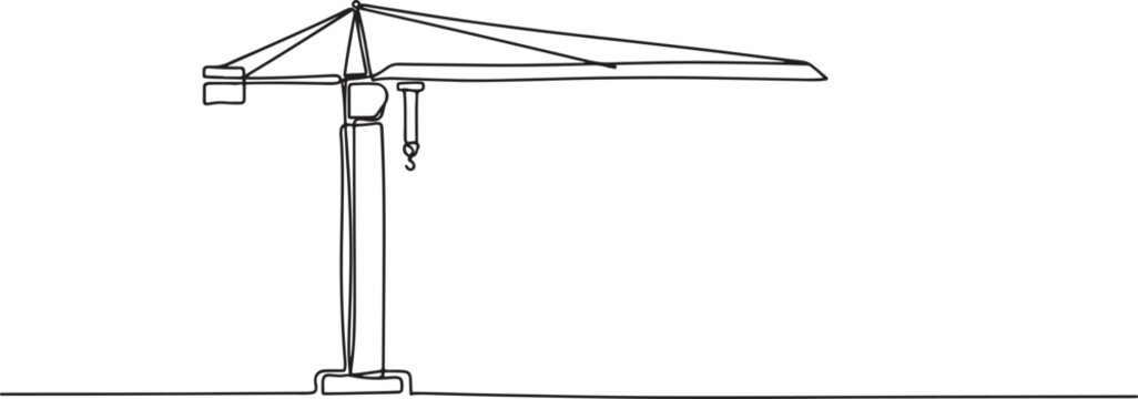 Continuous one line drawing of a construction tower crane.one line drawing  vector illustration