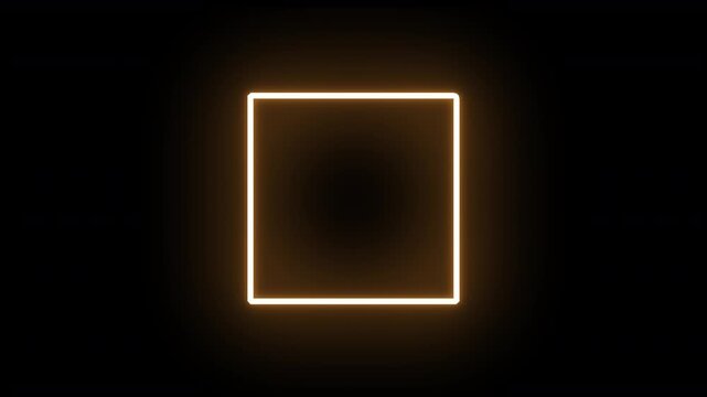 orange yellow glow neon glowing square box frame or region highlight zone shape outline with a sci-fi laser style glow that is animated on and off screen like a laser beam border silhouette 4K video