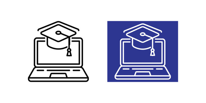 Laptop with graduation cap, dual style