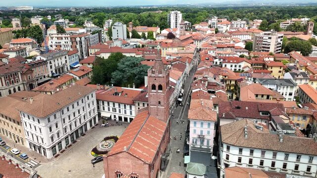 Aerial View of Monza City Center and Arengario, Italy