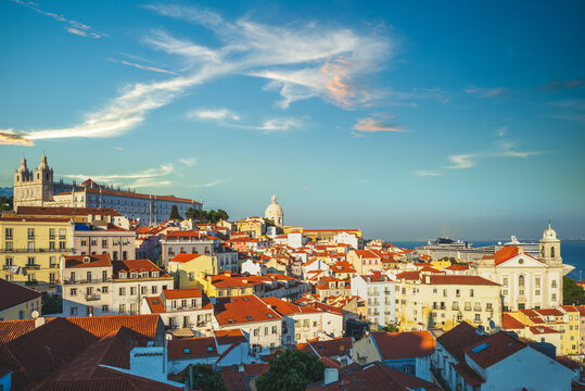 skyline of alfama district, the oldest neighborhood of Lisbon in Portugal