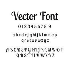 Fototapeta premium Calligraphy vector font with letters and numbers