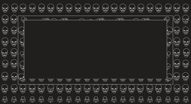 Dark Halloween Frame with Skulls Border - Spooky Decorative Element