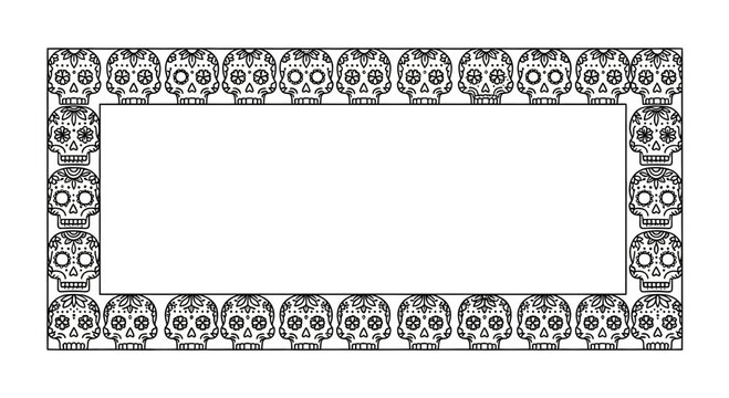 Day of the Dead Sugar Skull Border Frame - Festive Mexican Celebration