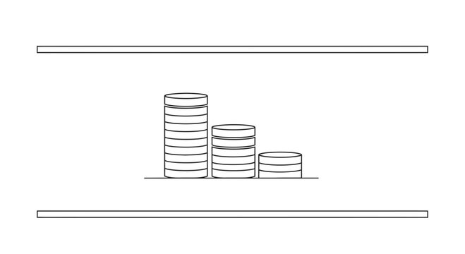 Declining Stack of Coins Graph - Financial Crisis, Economic Downturn, Investment Loss