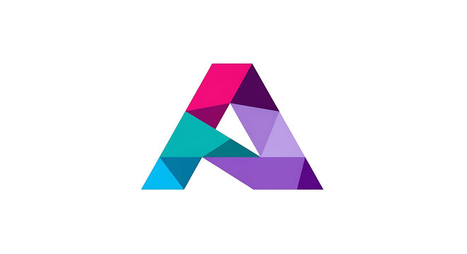 Abstract geometric letter a logo design with colorful gradient triangles geometric triangle colorful gradient abstract identity creative typography alphanumeric marketing