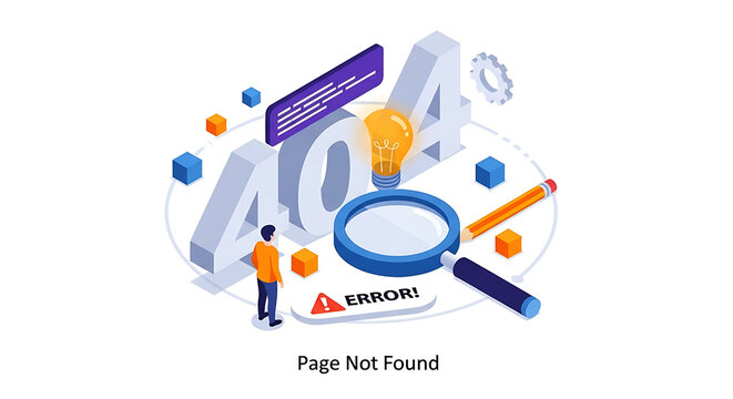 404 error page not found concept with isometric illustration of a person and magnifying glass internet isometric development technology magnifying business solution information navigation