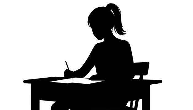 silhouette of a woman working on a laptop
