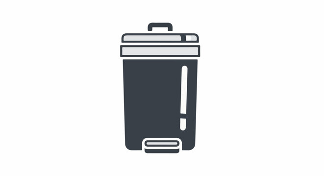 A simplified dark gray bin with a silver rim and lid handle, set against a white background
