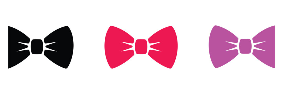 Colorful bow tie vector icon collection featuring stylish neckwear accessories isolated on a clean white background