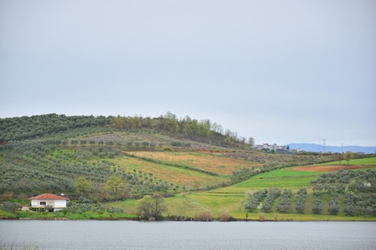 Scenic countryside landscape in central Albania near the city of Belsh Q&euml;nd&euml;r