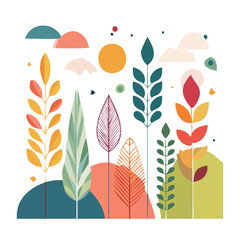 Fototapeta premium Tropical leaves flat design vector illustration