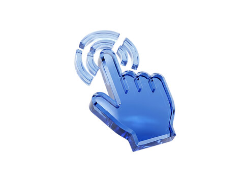 Touchpoint Liquid Glass 3D rendering icon interactive touchscreen target interface glossy blue isolated on transparent background