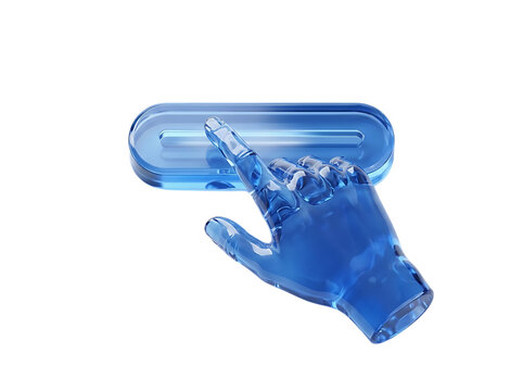 Touchpoint Liquid Glass 3D rendering icon interactive touchscreen target interface glossy blue isolated on transparent background