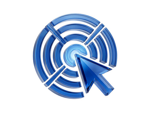 Touchpoint Liquid Glass 3D rendering icon interactive touchscreen target interface glossy blue isolated on transparent background