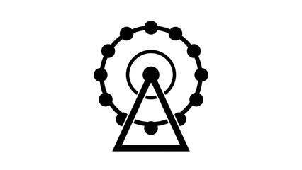 Naklejka premium Minimalist black silhouette icon representing a giant ferris wheel ride isolated on white background