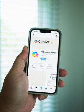 Chachoengsao, Thailand - June 13, 2026: Microsoft copilot application smartphone enhancing productivity in a modern lifestyle environment