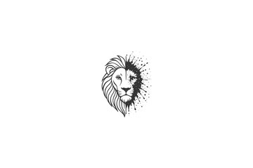 Minimalist lion head logo with detailed mane © DzgnVibe
