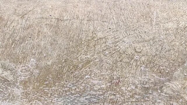 Rainy Wet Concrete Wall Texture Background with Natural Water Stains and Grunge Surface Pattern