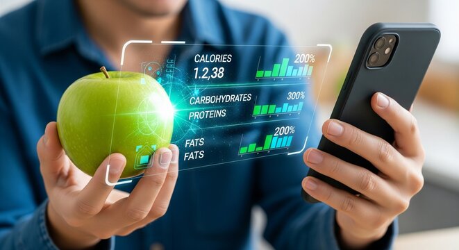 Healthy Eating Tracker App with Nutrition Information on Smartphone