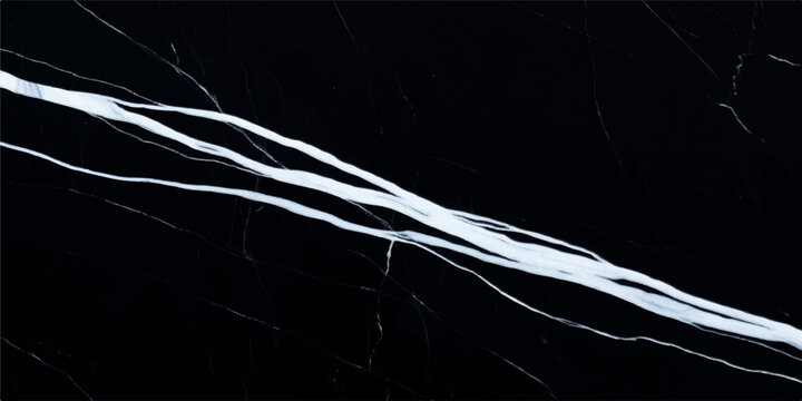Luxurious black marble texture background with bold white veins, polished stone pattern for elegant interior design, premium decorative surface