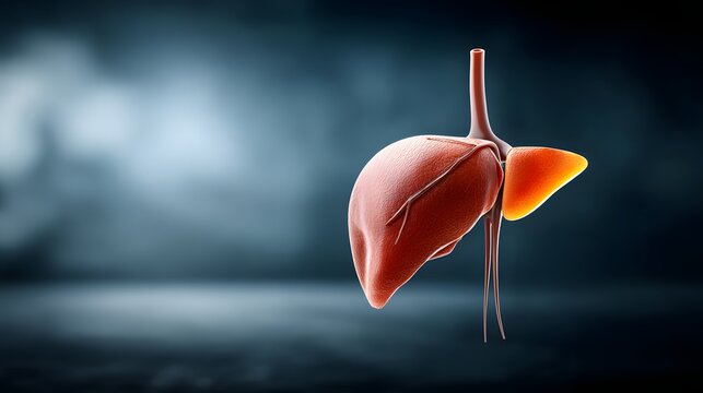 Human liver anatomy with fat accumulation highlighted inside body, healthcare concept, ultra realistic medical visualization