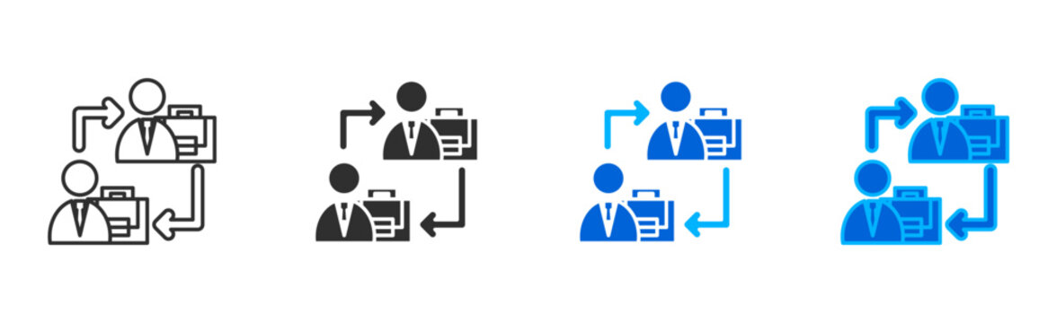 b2b business to business cooperation icon set multiple style editable