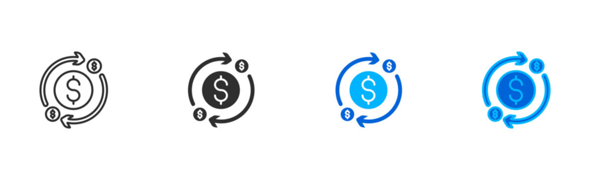 transaction flow icon set multiple style editable