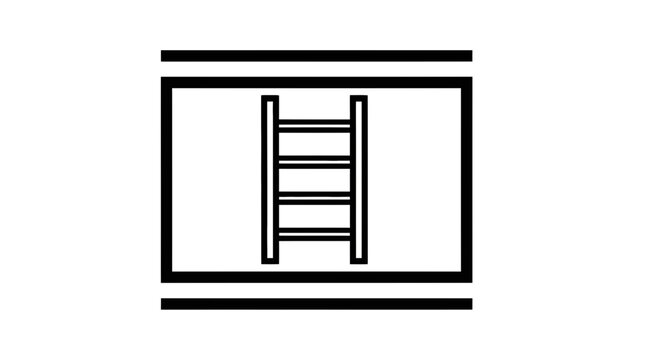Simple ladder icon inside a frame, graphic design element, minimalist vector illustration