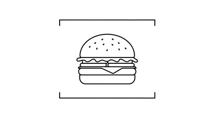 Fototapeta premium Minimalist line art illustration of a classic cheeseburger with sesame seeds