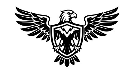 Fototapeta premium Eagle Crest Emblem - Majestic Bird of Prey with Shield Logo