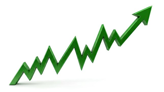 Green Arrow Graph Showing Upward Trend and Growth.