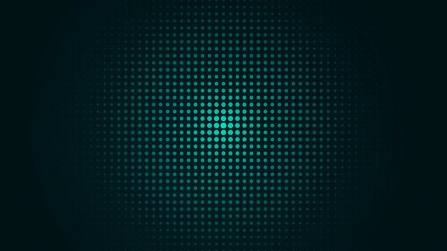 Cyan halftone grid warping in dark space with cinematic motion for digital tech marketing