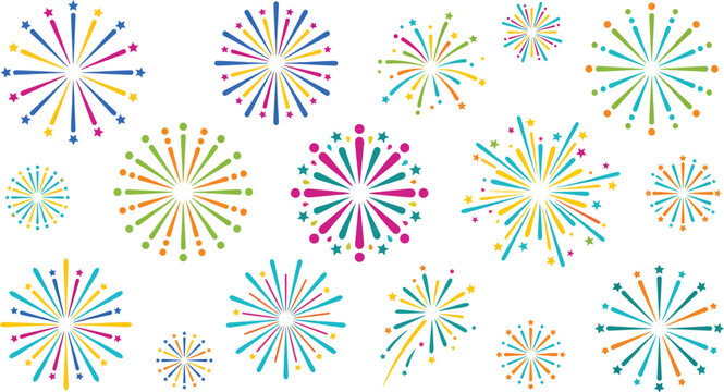 Firework Display Pattern Colorful Vector Illustration On White Background