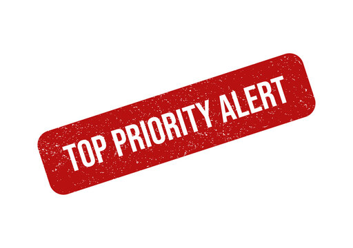 Red rectangular stamp with the text top priority alert on it