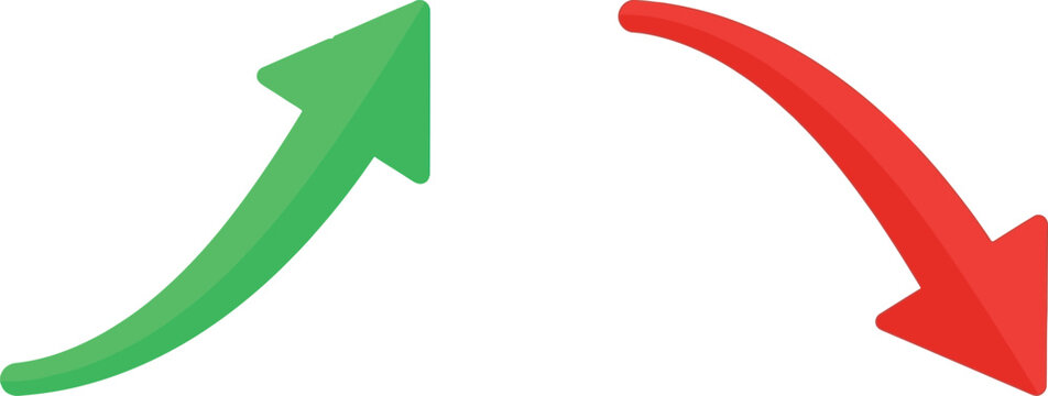 Green arrow pointing up and red arrow pointing down icons