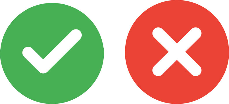 Green check mark and red cross mark icons for correct and incorrect choice selection