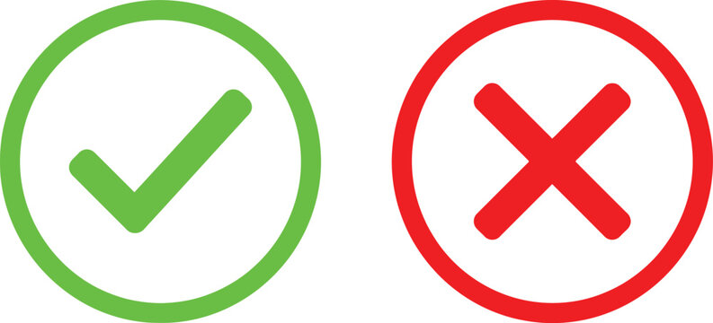 Green check mark and red cross mark icons for validation and error signs