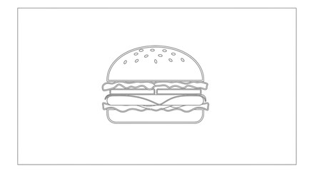 Fototapeta premium Simple line art illustration of a classic hamburger with cheese, lettuce, and bun
