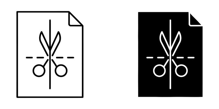 Document cutting scissors icon set with scissors document business clipping creation template interface application software minimalist