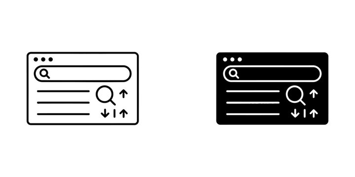 Web browser search bar with sorting icons interface internet navigation technology application software development