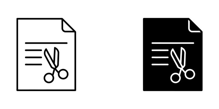 Document cutting icon set with document scissors trimming template business interface application management corporate professional