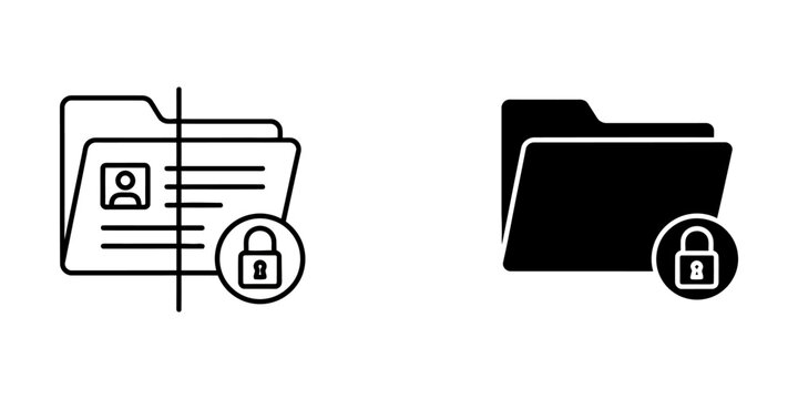 Secure locked folder file icon set with protection security confidential management business directory computer encryption restricted template