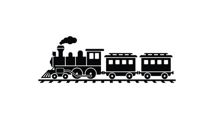 Steam train with passenger cars black silhouette © shamim