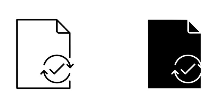 Document refresh or file sync update vector icons with document business management complete validation download information interface software