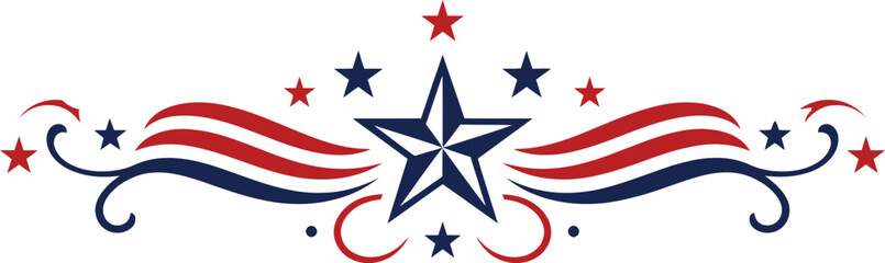 Obraz premium Patriotic american emblem with star and stripes vector illustration
