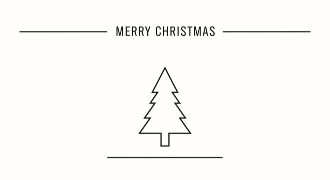Minimalist Merry Christmas text with a simple pine tree icon on a light background