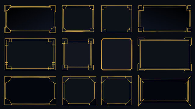 Art Deco Gold Frames Collection Geometric Vector Illustration